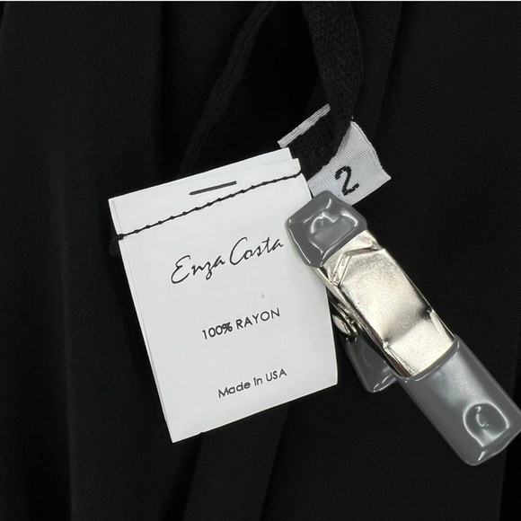 ENZA COSTA Dress Womens Medium 2 Black Satin Bias Slip Maxi Spaghetti Strap NEW - Picture 11 of 15